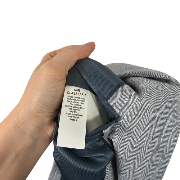 Stafford Classic Fit Blue Linen Cotton Blend Sport Coat Blazer Mens Size 52R - Picture 7 of 7